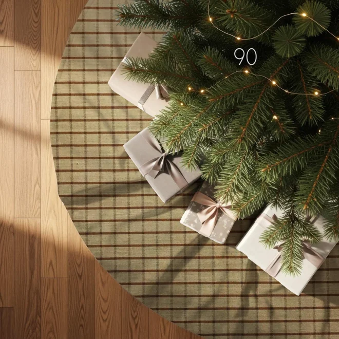 Additional Image for Brown & Tan Plaid Tree Skirt: Rustic Farmhouse Christmas