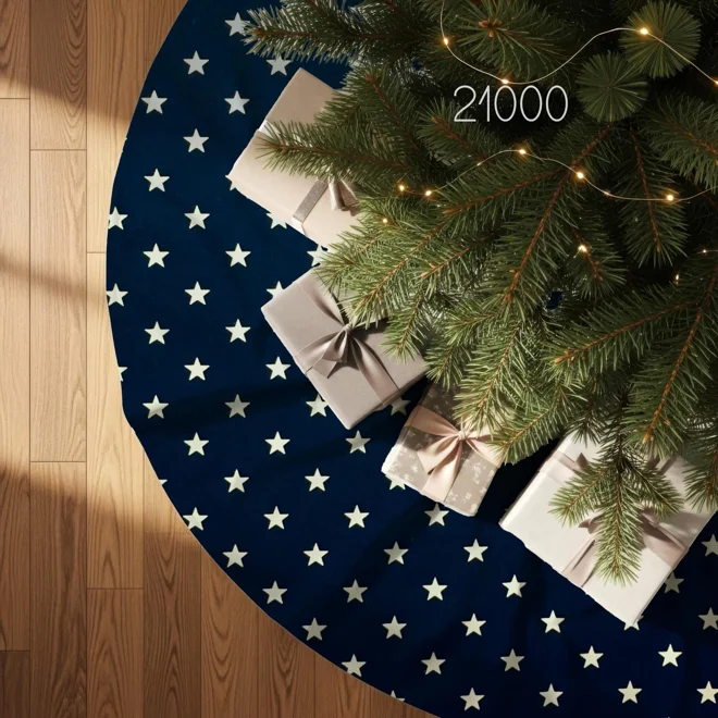 Additional Image for Blue & Tan Plaid Tree Skirt: Rustic Farmhouse Christmas