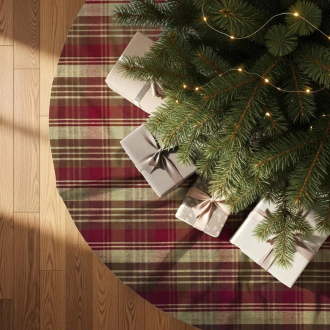 product Image for Red Brown & Tan Plaid Tree Skirt: Country Christmas