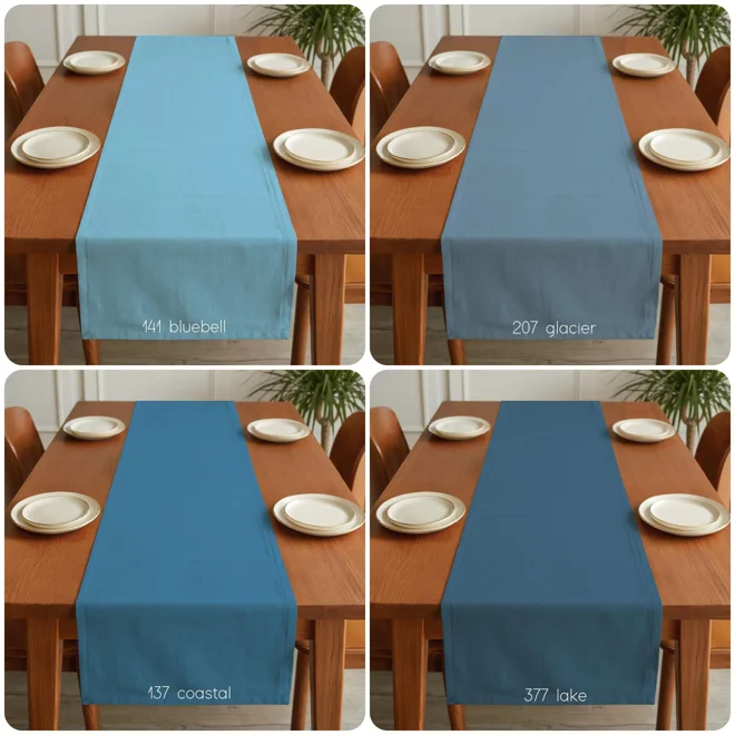 Additional Image for Solid Blue Cotton Table Runners, Placemats, and Napkins
