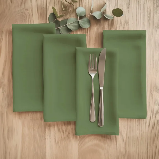 Additional Image for Solid Green Cotton Table Runner, Placemats, & Napkins