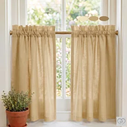 Tan & Cream Cafe Curtains: Custom Sizes