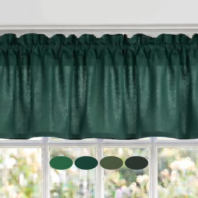 product Image for Solid Dark Green Cotton Valances, Custom Sizes