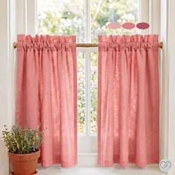 Blush Pink Cotton Cafe Curtains: Custom Size