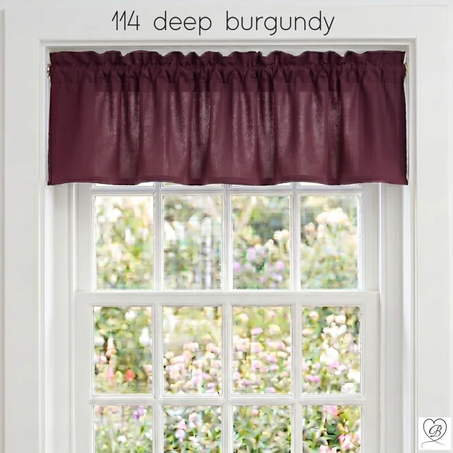 Additional Image for Burgundy Red Cotton Valances, Custom Sizes