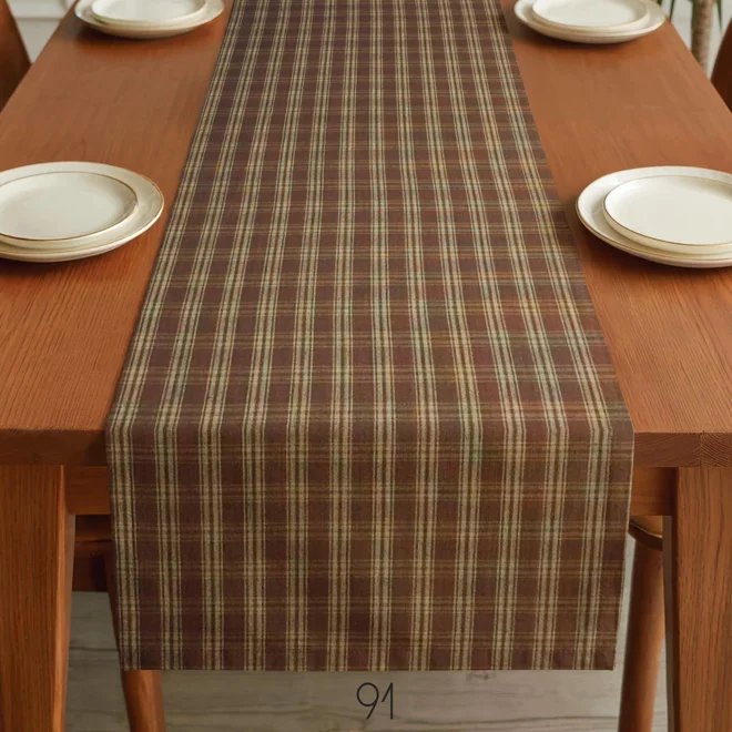 Additional Image for Brown & Tan Plaid Table Runner: Rustic Homespun, Placemats and Napkins