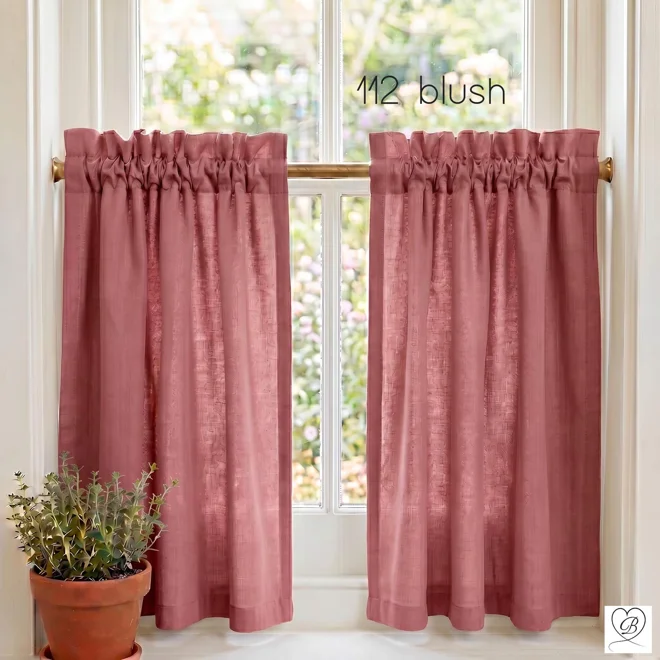 Additional Image for Blush Pink Cotton Cafe Curtains: Custom Size