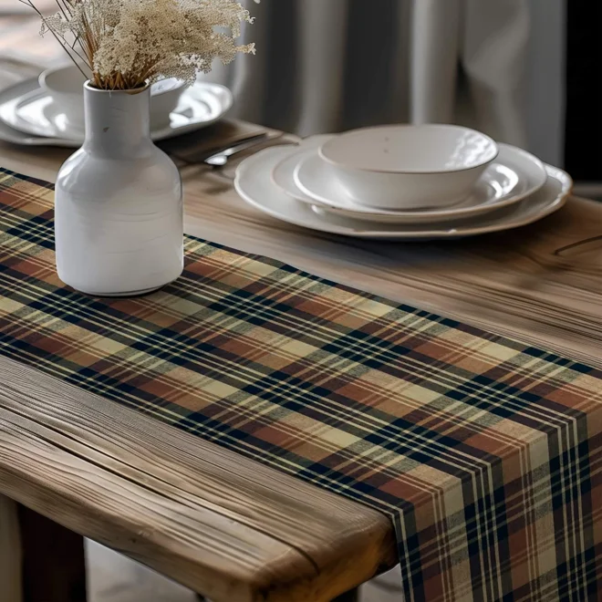 Additional Image for Brown & Black Plaid Table Runner: Rustic Country Decor, Placemats and Napkins