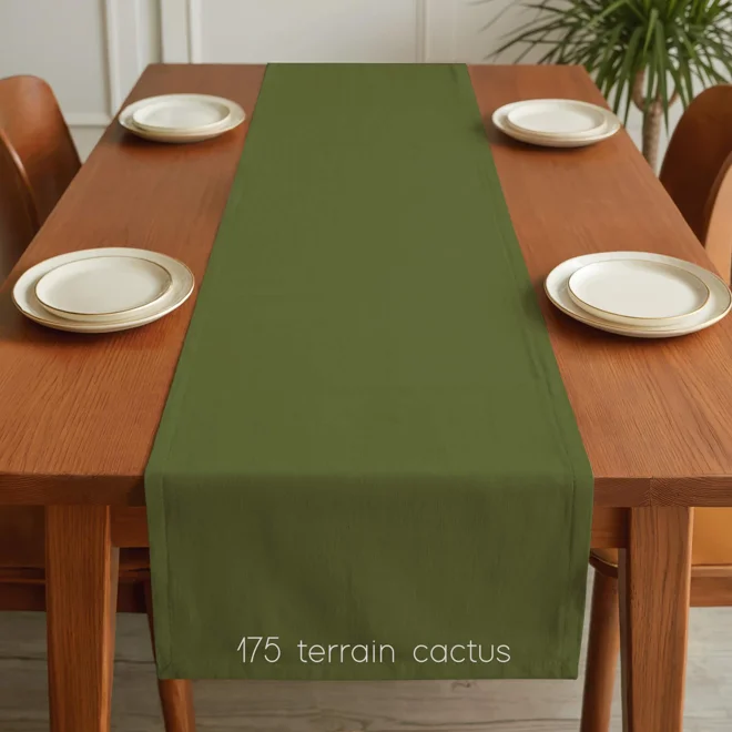 Additional Image for Solid Green Cotton Table Runner, Placemats, & Napkins