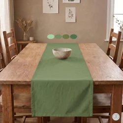 Solid Green Cotton Table Runner, Placemats, & Napkins