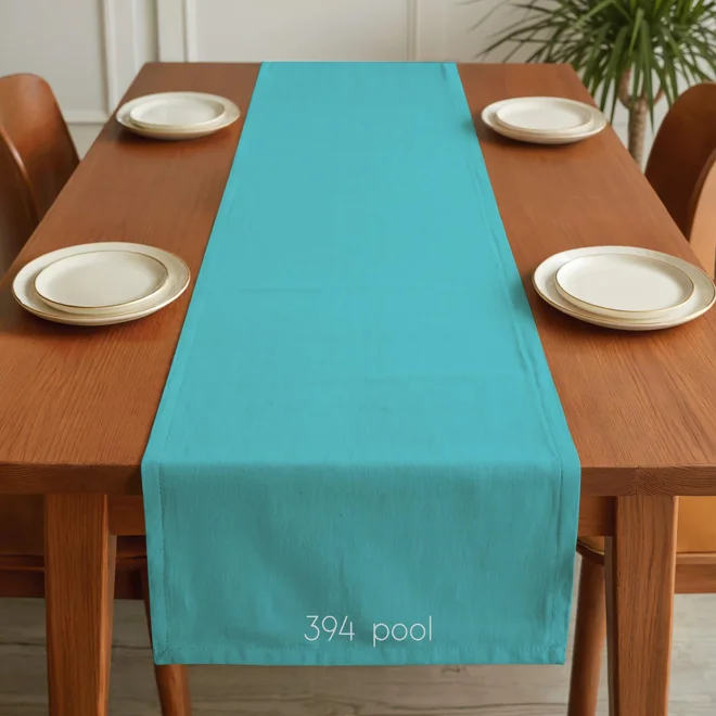 Additional Image for Solid Aqua Teal Blue Cotton Table Runner, Placemats, & Napkins