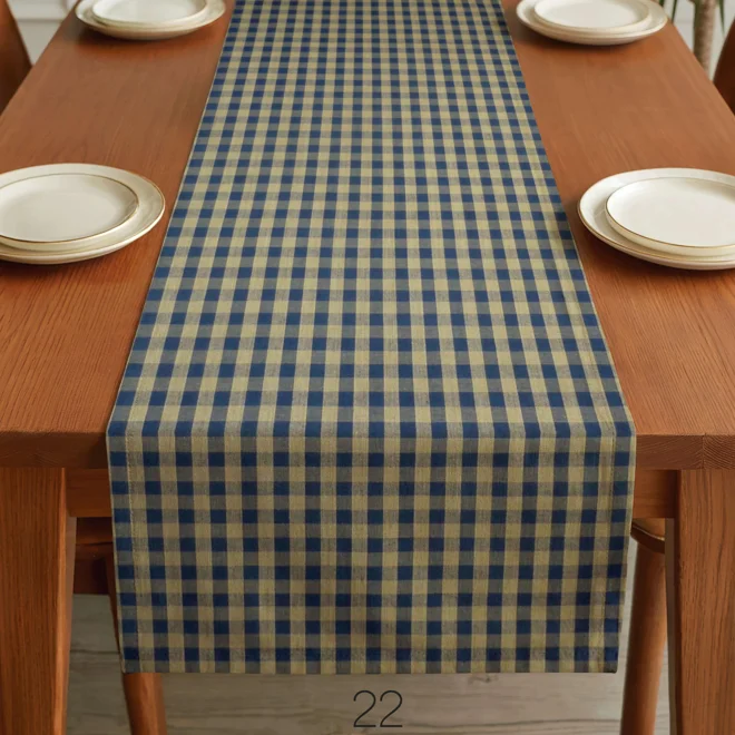 Additional Image for Navy Blue & Tan Plaid Table Runner: Country Rustic Decor, Placemats and Napkins
