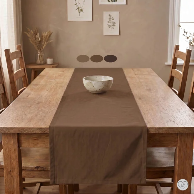 product Image for Solid Brown Cotton Table Runner, Placemats, and Napkins