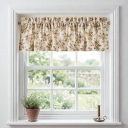Taupe Floral Valance, French Country Window Curtains, Custom Sizes