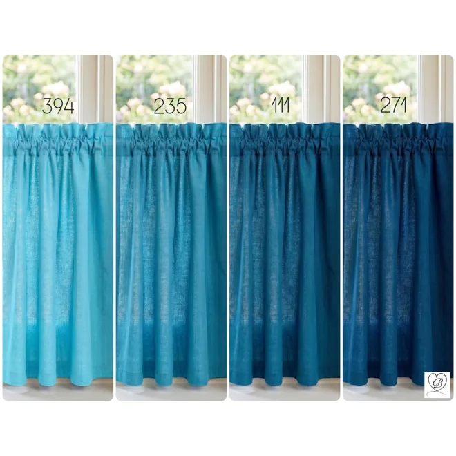 Additional Image for Aqua Teal Blue Cotton Valances, Custom Sizes