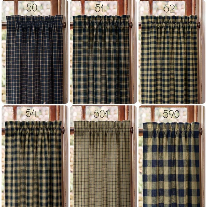 Additional Image for Black & Tan Plaid and Check Curtains: Primitive Country Kitchen Tiers