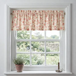 Red Floral Toile French Country Valance