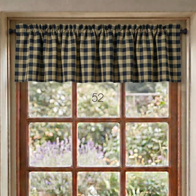 Additional Image for Black & Tan Plaid and Check Valances: Primitive Country Window Topper