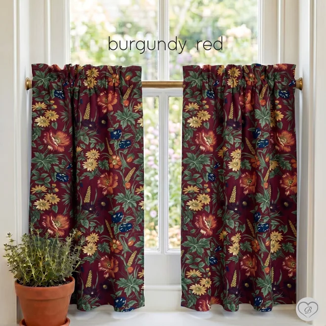 Additional Image for Wildflower & Wheat Floral Curtains: Beige, Black, Navy, Burgundy