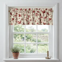 French Country Red Finch Toile Valance Moineau Birds