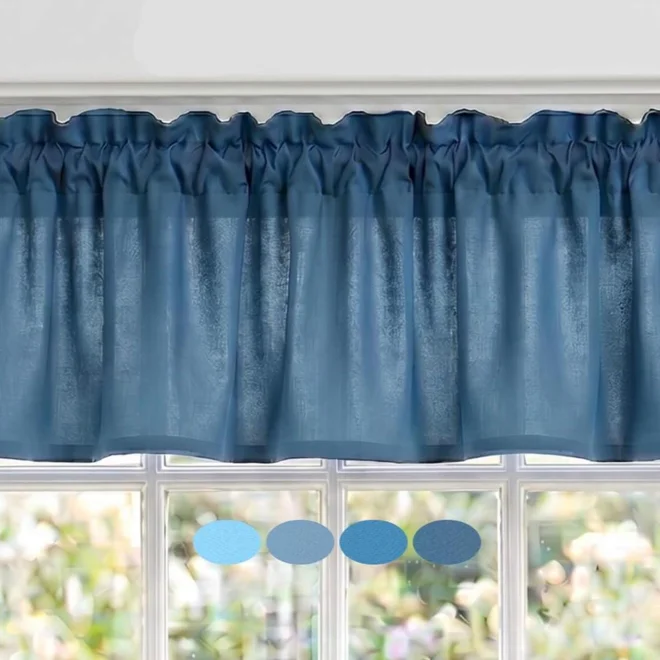 product Image for Solid Blue Cotton Valances, Custom Sizes