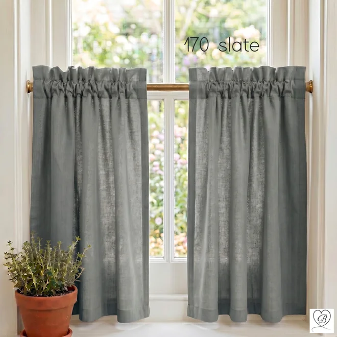 Additional Image for Gray Cotton Cafe Curtains: Custom Sizes