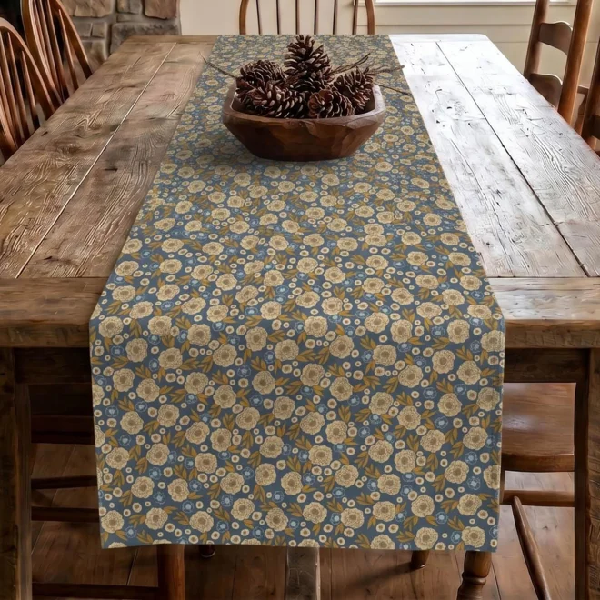 Additional Image for Rustic Blue Cottage Floral Table Runner