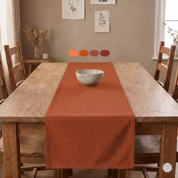 Orange & Rust Cotton Table Runners, Placemats, and Napkins