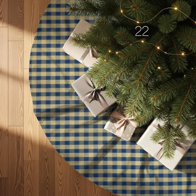 Additional Image for Blue & Tan Plaid Tree Skirt: Rustic Farmhouse Christmas