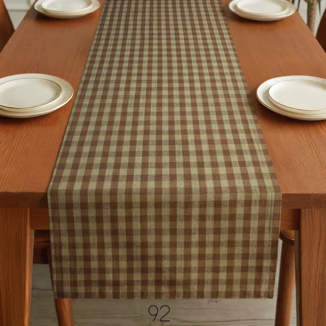 Additional Image for Brown & Tan Plaid Table Runner: Rustic Homespun, Placemats and Napkins