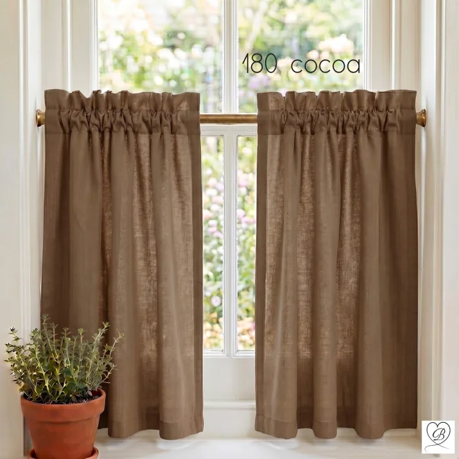Additional Image for Brown Cotton Cafe Curtains: Custom Sizes