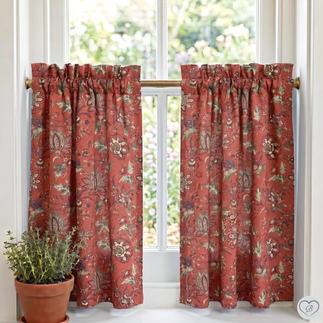 Additional Image for Pivoine Florals Garance Red French Country Cafe Curtains