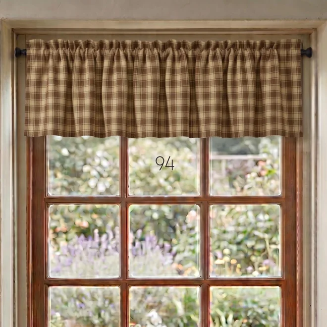 Additional Image for Brown & Tan Plaid Valances: Rustic Farmhouse Style Window Topper