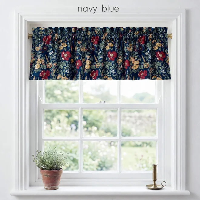 Additional Image for Wildflower & Wheat Floral Valances: Beige, Black, Navy, Burgundy
