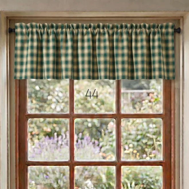 Additional Image for Green & Tan Plaid Valances: Homespun Country Window Topper