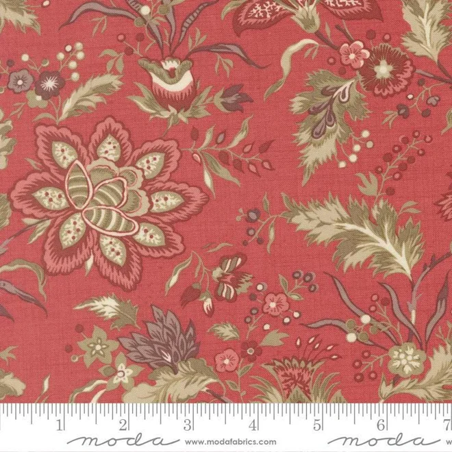 Additional Image for Garance Red Pivoine Florals Cotton Table Runner, Placemats, Napkins