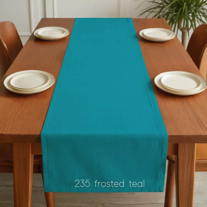 Additional Image for Solid Aqua Teal Blue Cotton Table Runner, Placemats, & Napkins