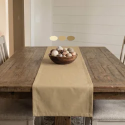 Solid Tan & Cream Cotton Table Runner, Placemats, and Napkins
