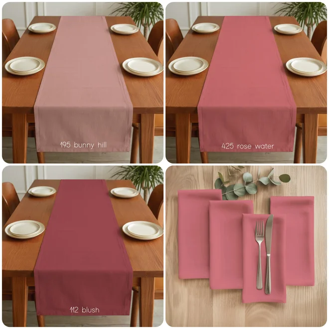 Additional Image for Solid Blush Pink Cotton Table Runner, Placemats, & Napkins