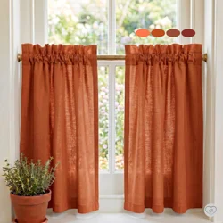 Orange Cotton Cafe Curtains: Spice & Rust - Custom Size