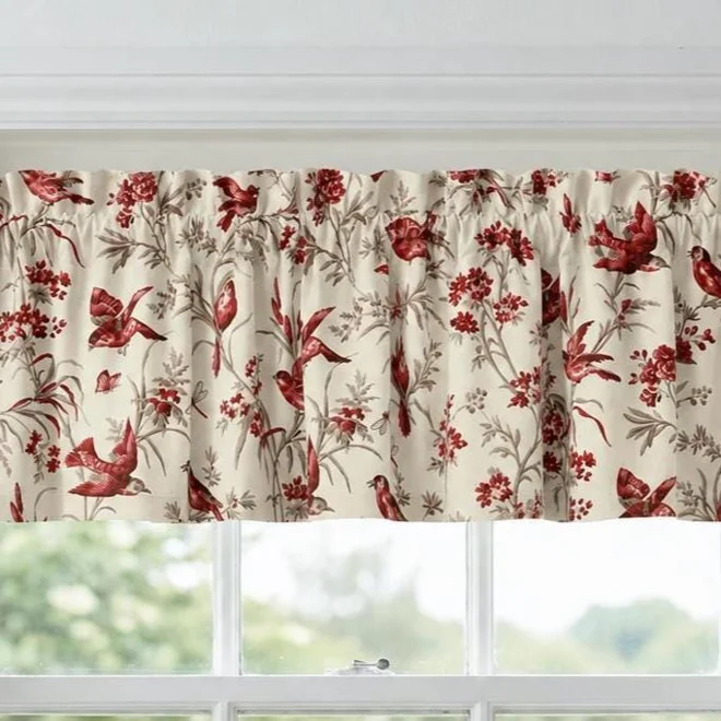 Additional Image for French Country Red Finch Toile Valance Moineau Birds