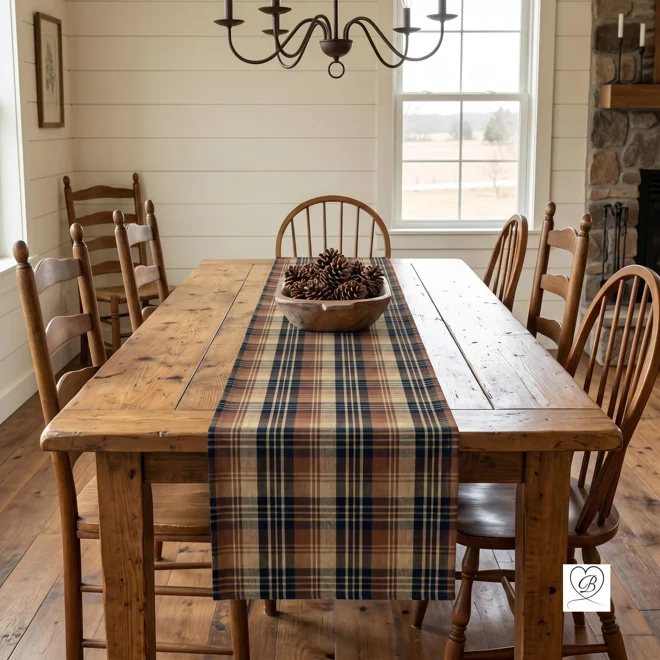 Additional Image for Brown & Black Plaid Table Runner: Rustic Country Decor, Placemats and Napkins