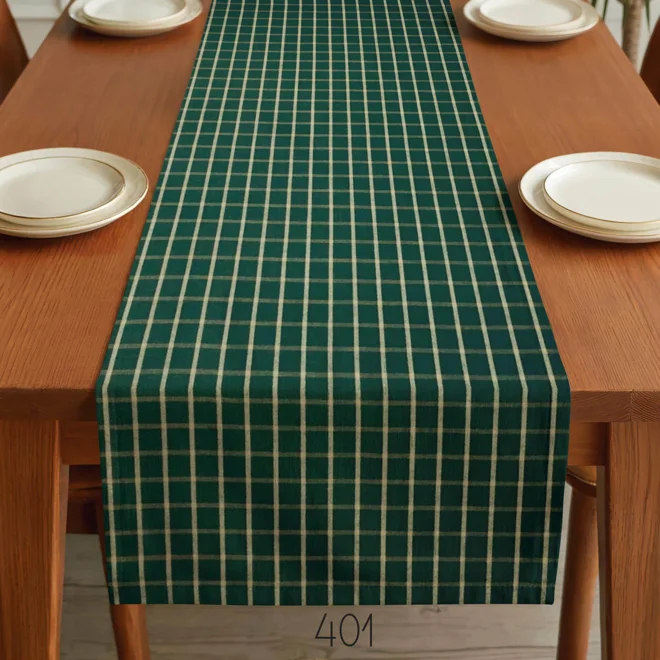 Additional Image for Green & Tan Plaid Table Runner: Farmhouse Style, Placemats and Napkins