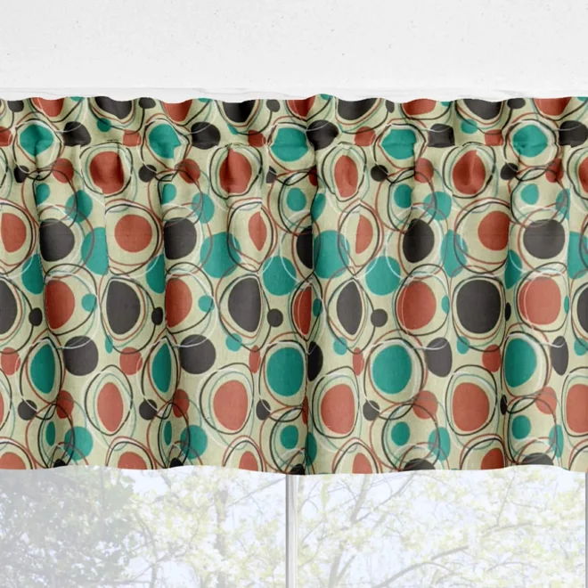 Additional Image for Mid-Century Modern Retro Curtains- Orbits Circles