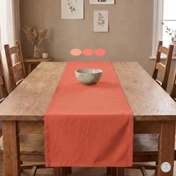 Peach & Coral Cotton Table Runner, Placemats, and Napkins