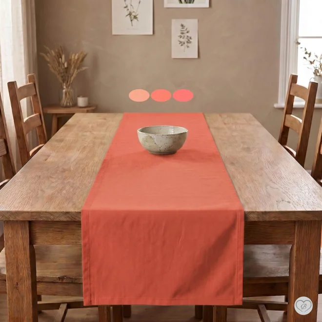 product Image for Peach & Coral Cotton Table Runner, Placemats, and Napkins