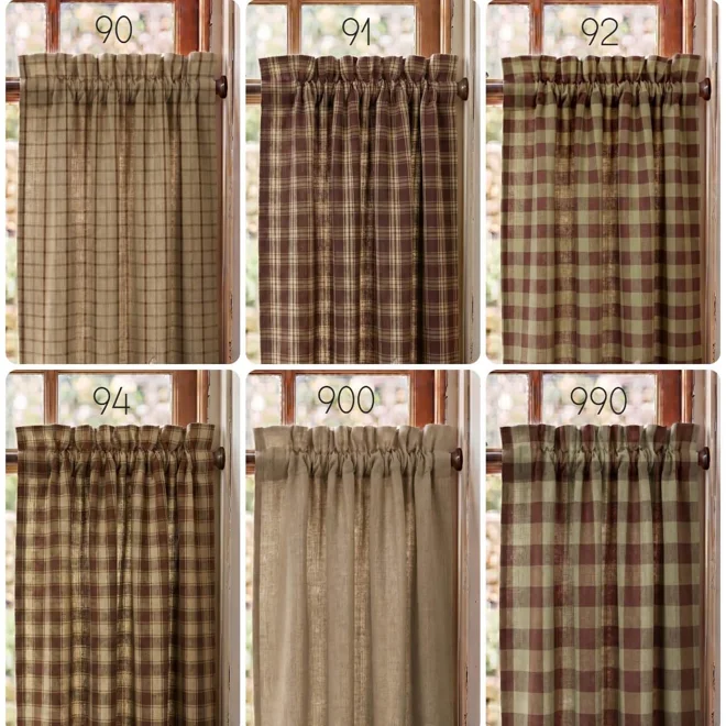 Additional Image for Brown & Tan Plaid Valances: Rustic Farmhouse Style Window Topper