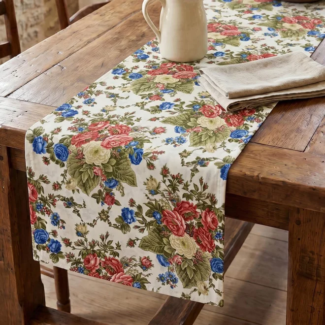 Additional Image for Cottage Rose Table Runner, Placemats, Napkins - Cream