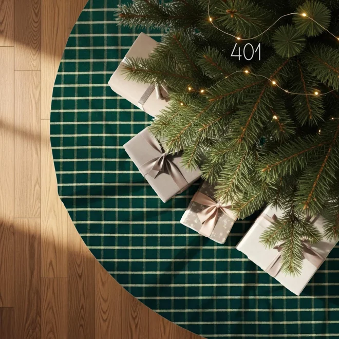 Additional Image for Green & Tan Plaid Tree Skirt: Rustic Farmhouse Christmas