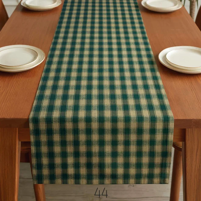 Additional Image for Green & Tan Plaid Table Runner: Farmhouse Style, Placemats and Napkins